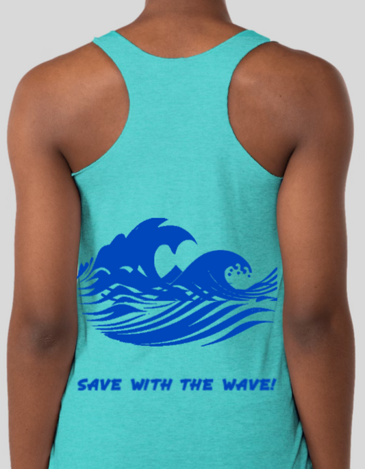 "Save with the Wave" Women's Tank Light Blue