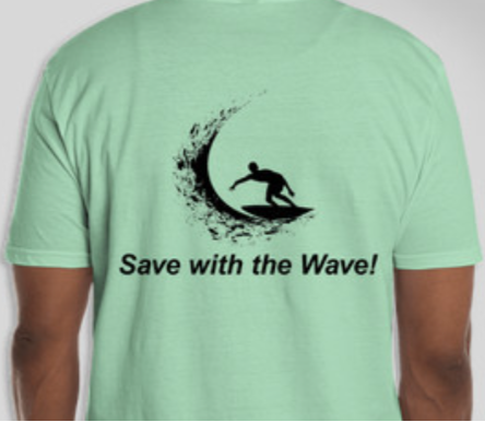 Surfer Save with the Wave T-Shirt Mint Green